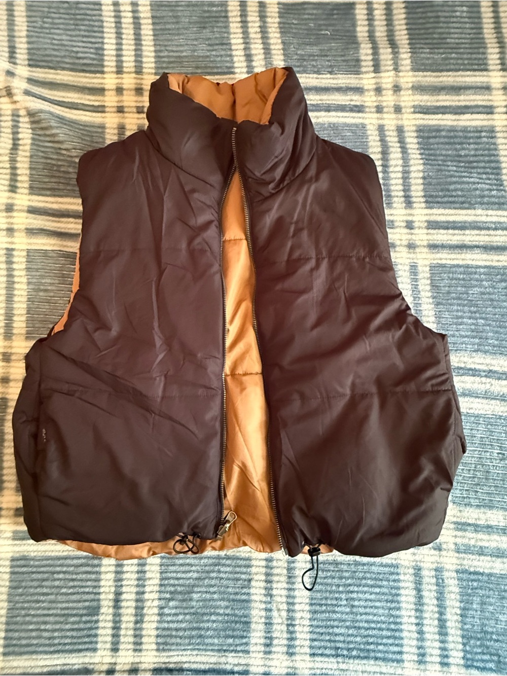 Reversible Black and Tan Puffer Vest